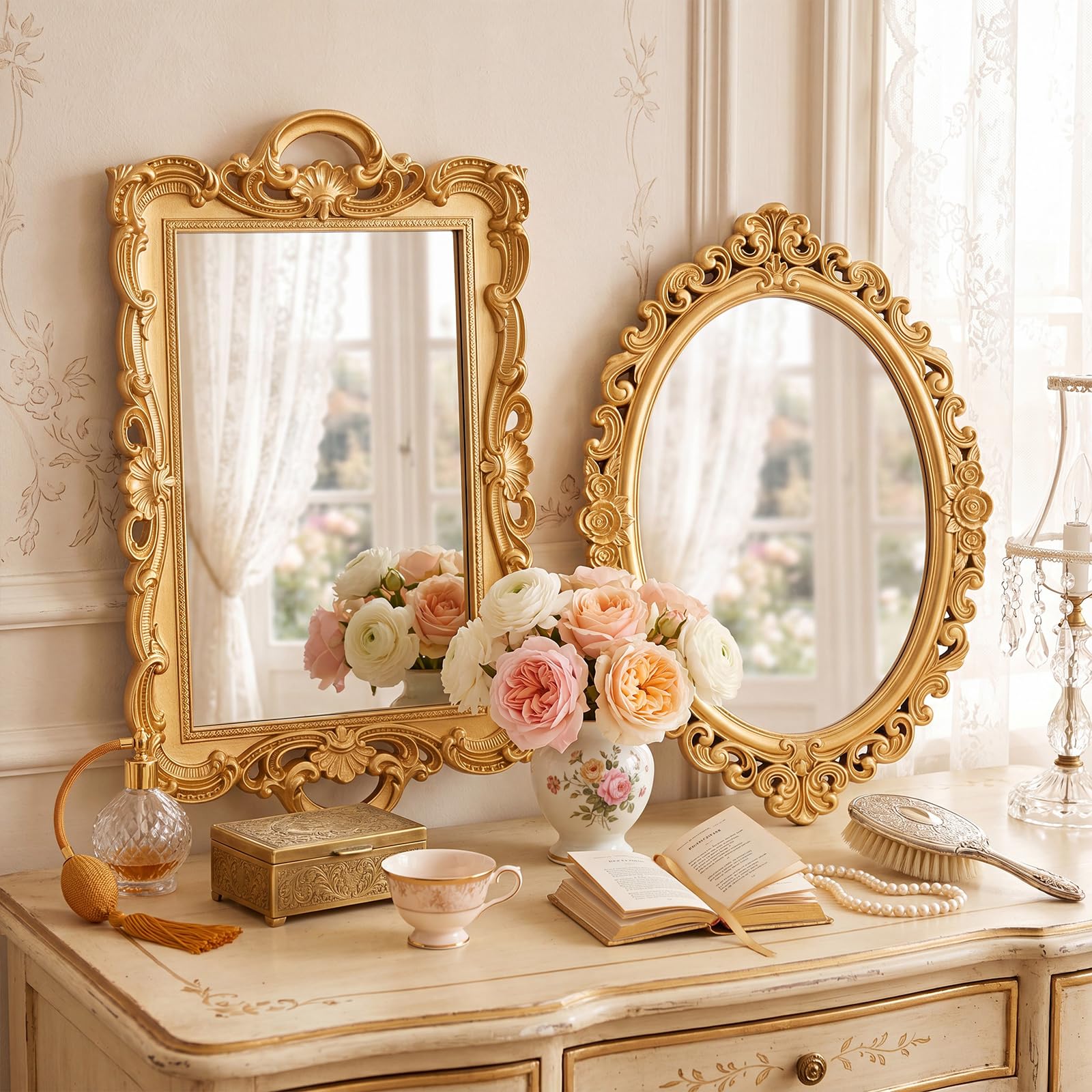 Amazon.com: Beeveer 2 Style Vintage Mirrors Set Decorative Oval