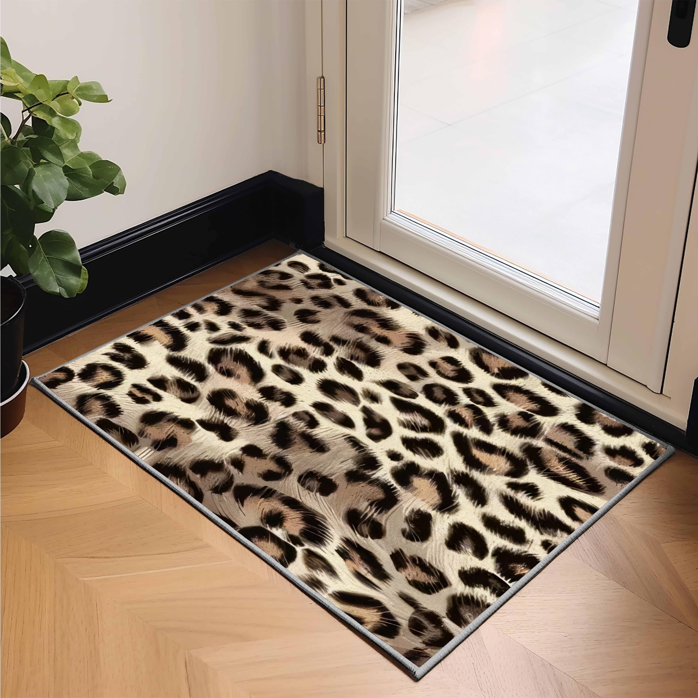 Tapis De Salon Lavable 120x180 Cm - Imprimé Léopard, Antidérapant, En Fausse Fourrure Douce, Pour Chambre Ou Bureau - 8