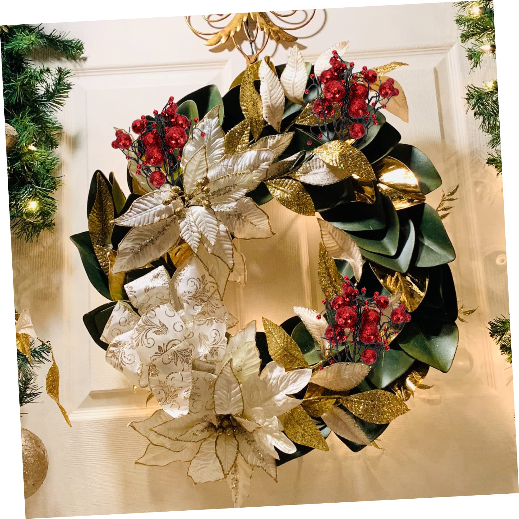 Abaodam 30piezas Ramas Artificiales De Rojas para Decoración Navideña De Accesorios para y Adornos De Árbol para Fiestas y Decoración De Hogar