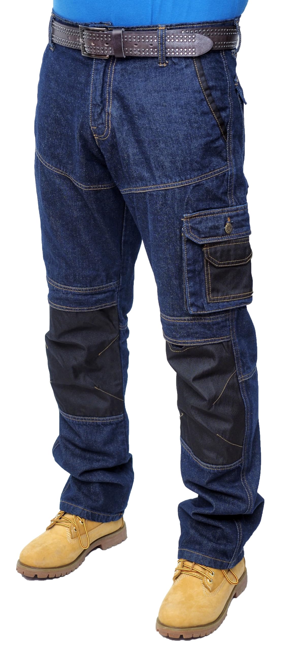 Hommes Jeans de Travail pour Hommes Pantalons Multiples Poches Pantalons de Travail de Combat de sécurité des constructeurs