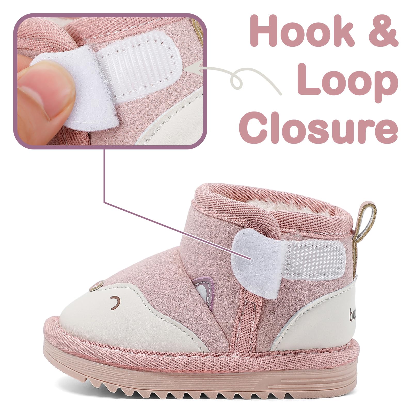 MASOCIO Bottes Bébé Garçon Fille Hiver Bottines Enfant Chaussures Fourrés Peluche Chauds Antiderapant Taille 18-24 EU