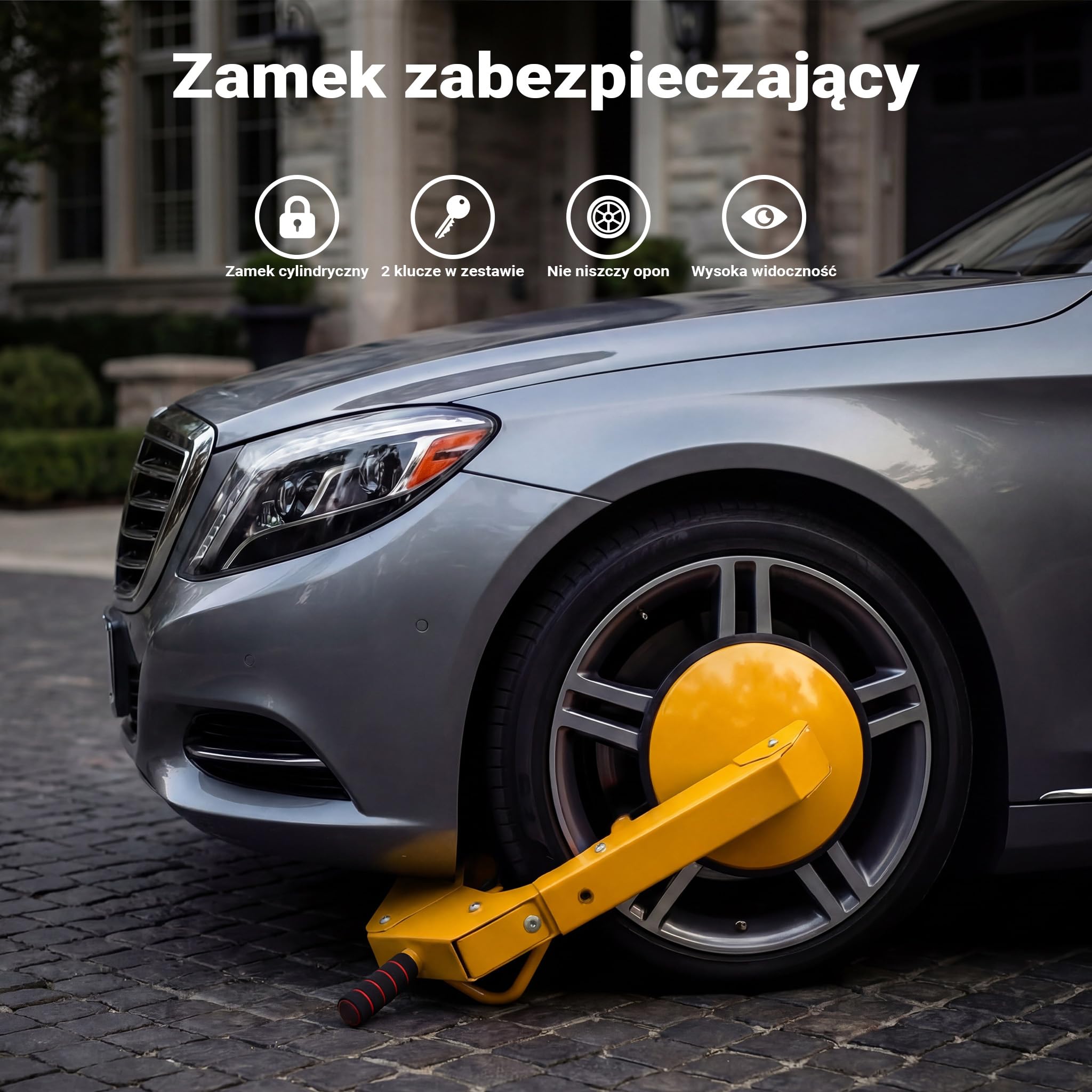 Pazur do kół Wiltec 300 x 145 x 630 mm, do felg 10-18", stalowy pazur do opon zabezpieczający przed kradzieżą, immobiliser z kluczykiem