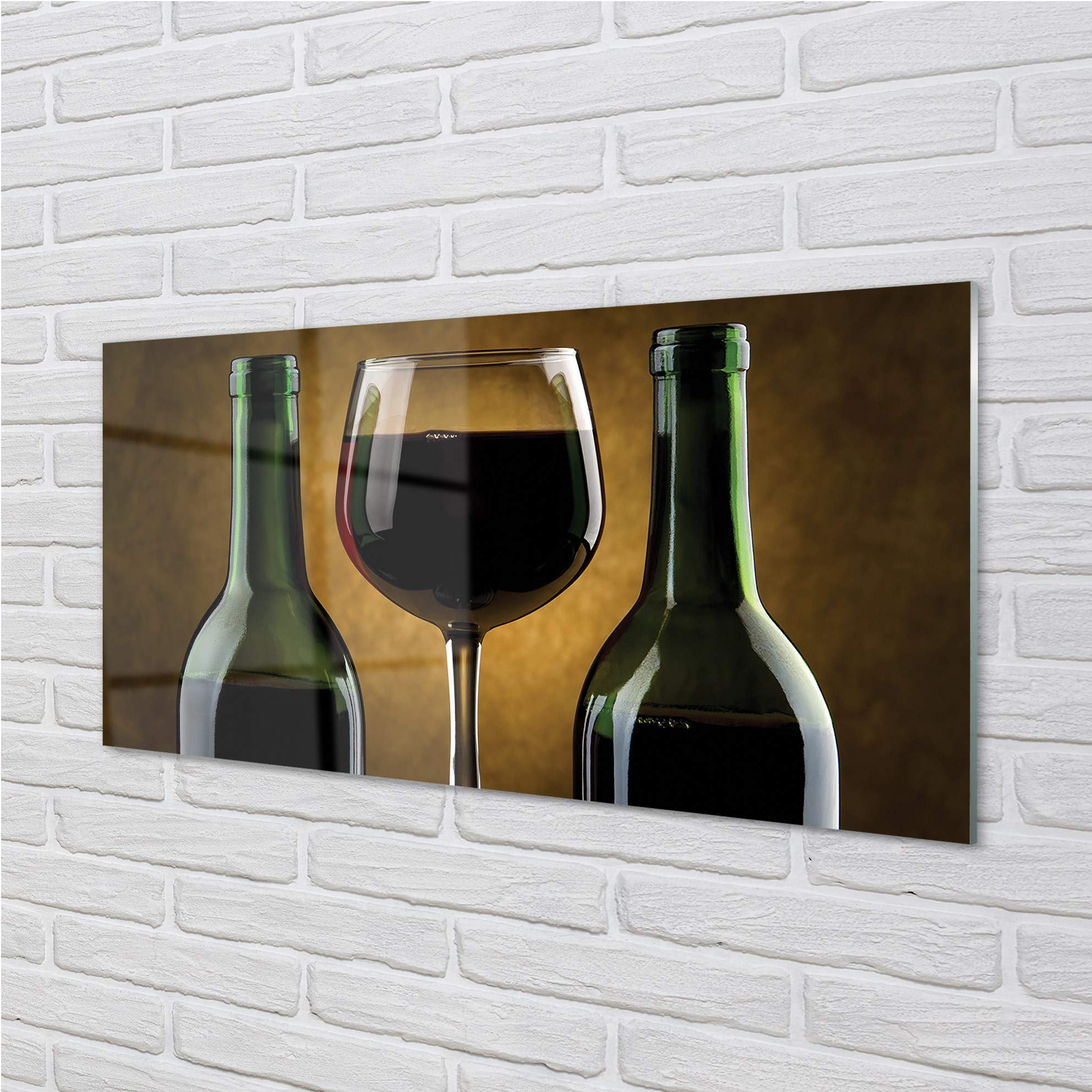 Tulup Cuadro de Cristal 120x60cm Impresa Decoración De Pared Mural Vino - 2 Botellas de Vidrio de Vino