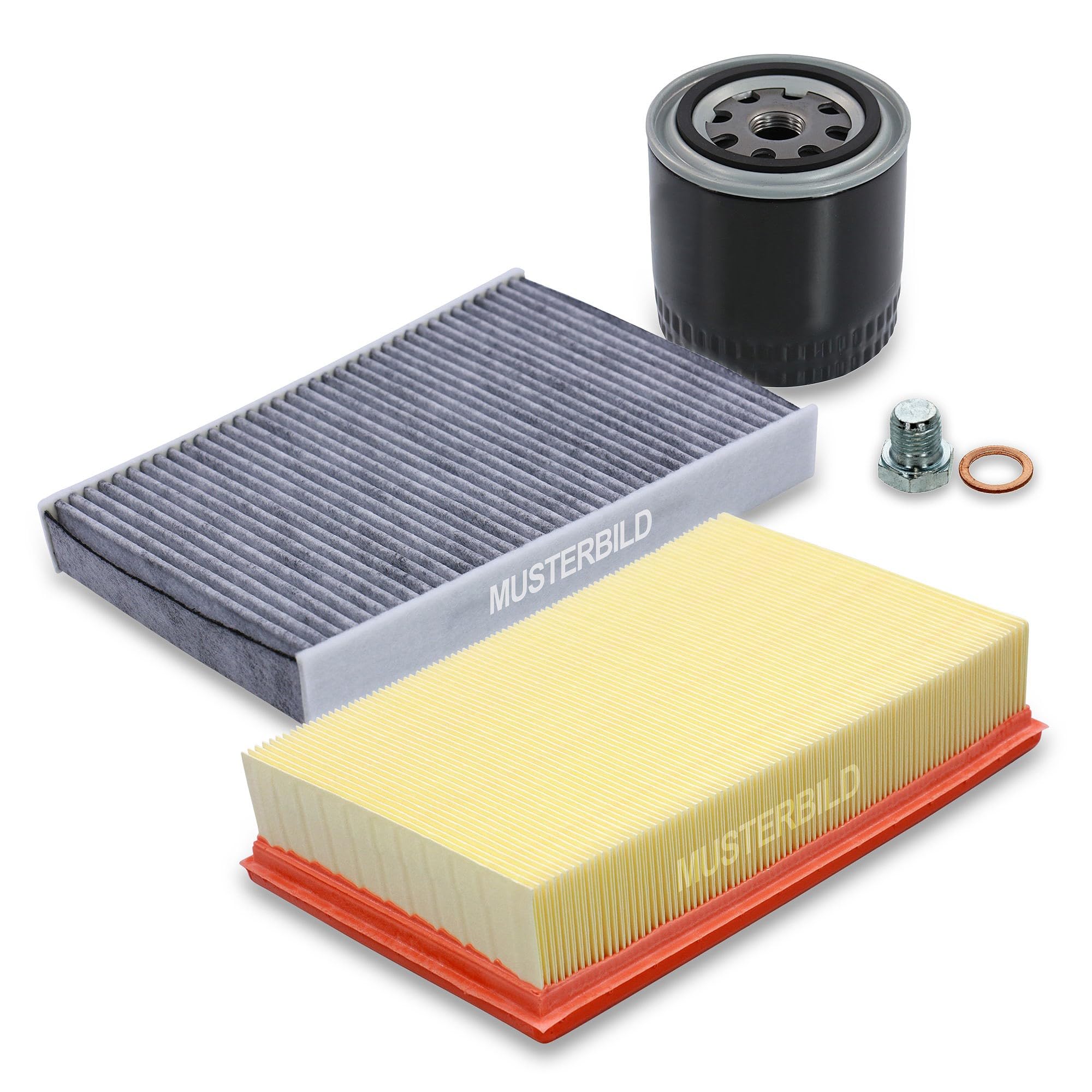BESTPRICE Set di filtri di ispezione con 1x filtro olio, 1x filtro aria, 1x filtro abitacolo, incl. anello di tenuta compatibile CON - TOYOTA YARIS (_P1_), YARIS VERSO (_P2_)