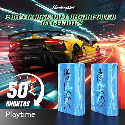 Miniatura 4 de Lamborghini - Auto a control remoto, con licencia oficial 114 Lambo RC para niños y niñas, regalo de cumpleaños, juguetes amarillos para 3, 4, 5