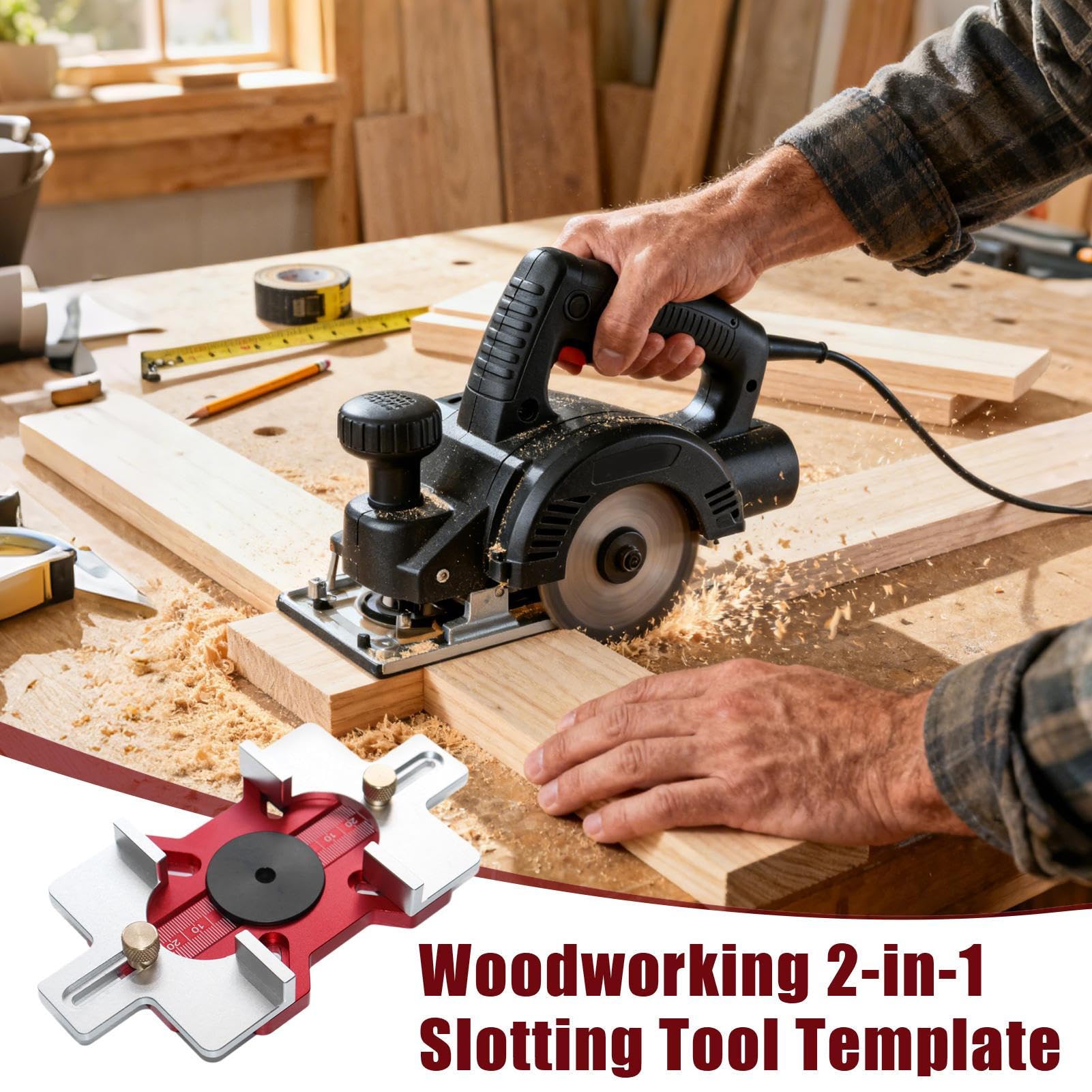 Jig Mortasa Porta - Accessori 2 in 1 Per Router Lavoro Del Legno,Strumento Per Bordo Raggio Installazione Porta Cerchio Legno