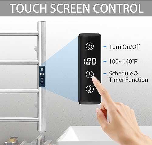 Miniatura 10 de KEG Calentador de toallas de 6 barras para baño, independiente o montado en la pared, calentador de toallas de baño enchufable con temporizador