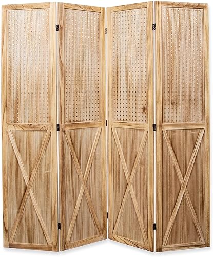 ZYLiving Divisor de habitación con tablero de clavijas, pantallas divisoras de habitación plegables, pantalla de privacidad multifunción para