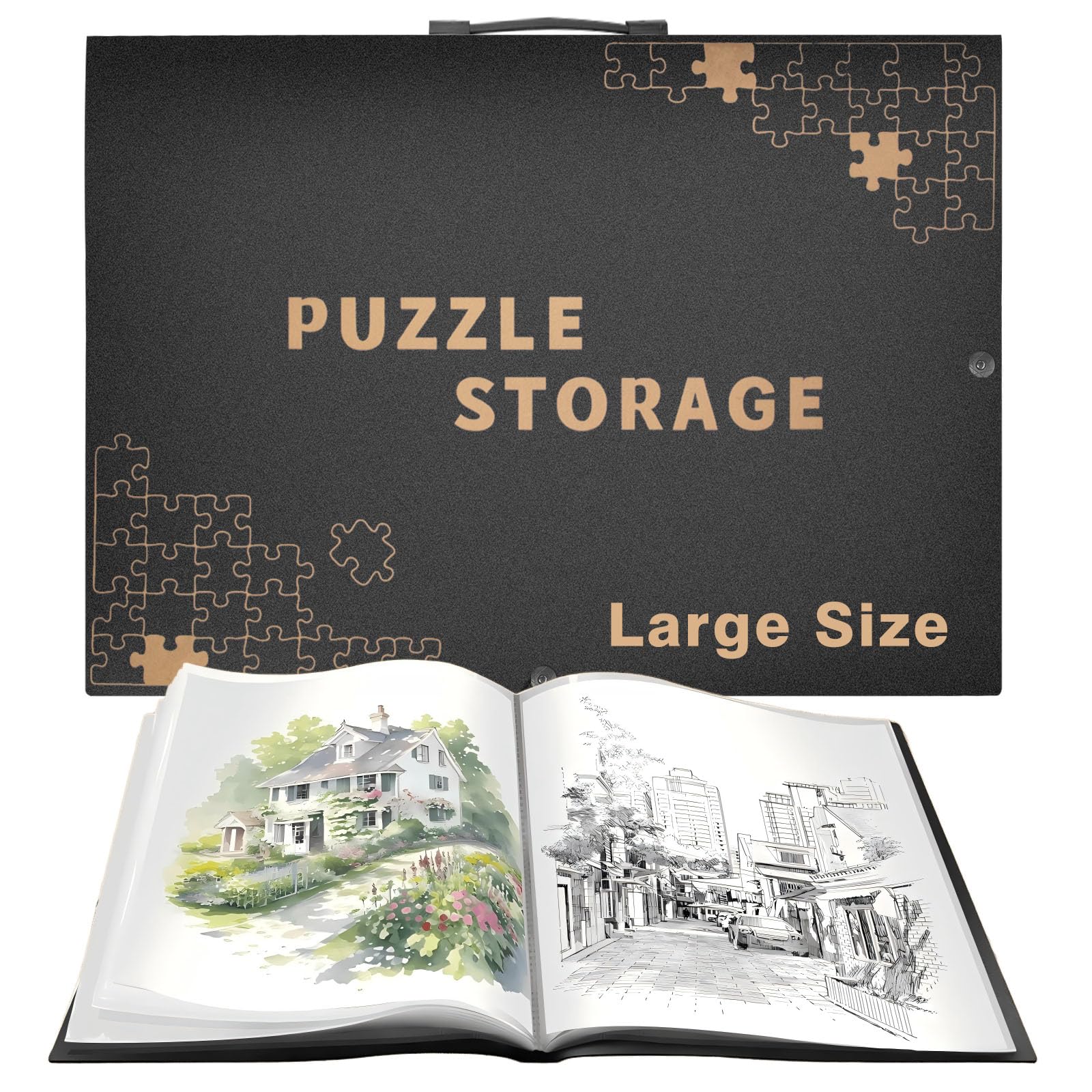 Extra Large Puzzle Storage Folder Keeper for 500/1000Pcs,24Pockets Puzzles Album Organize Finished Puzzles,HD Film Sleeves,Gift for Jigsaw Enthusiasts,by DolphinH+
