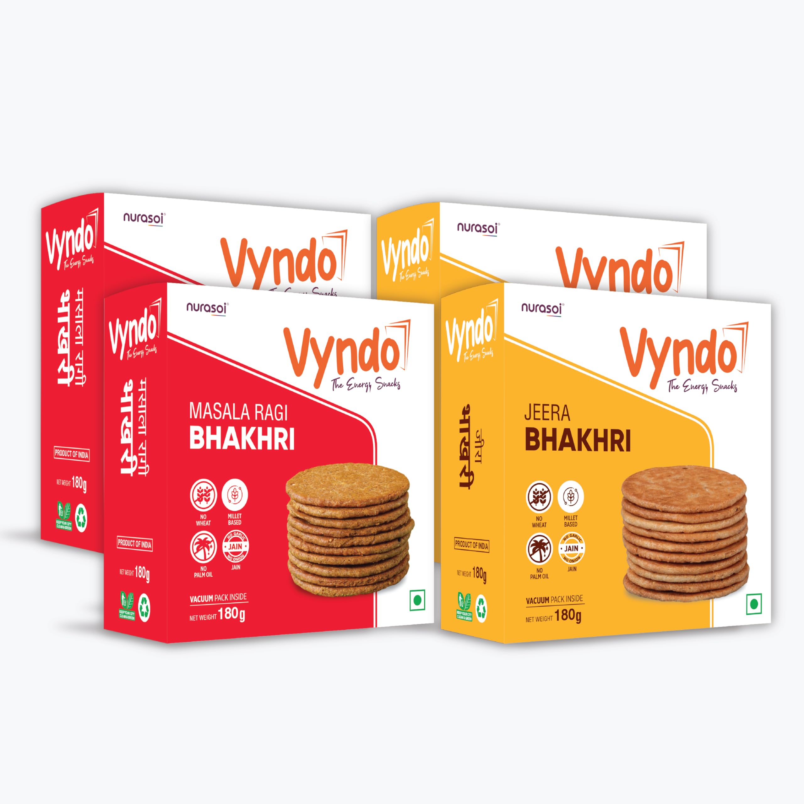 Vyndo Jain Bhakhri Combo - 180 gm each (Jeera Bhakhri + Masala Ragi Bhakhri), Millet Snacks, Healthy Snacks, Gluten free, No Garlic, No Onion, Diet Friendly (B0D5CT18NP) Amazon Price History, Amazon Price Tracker