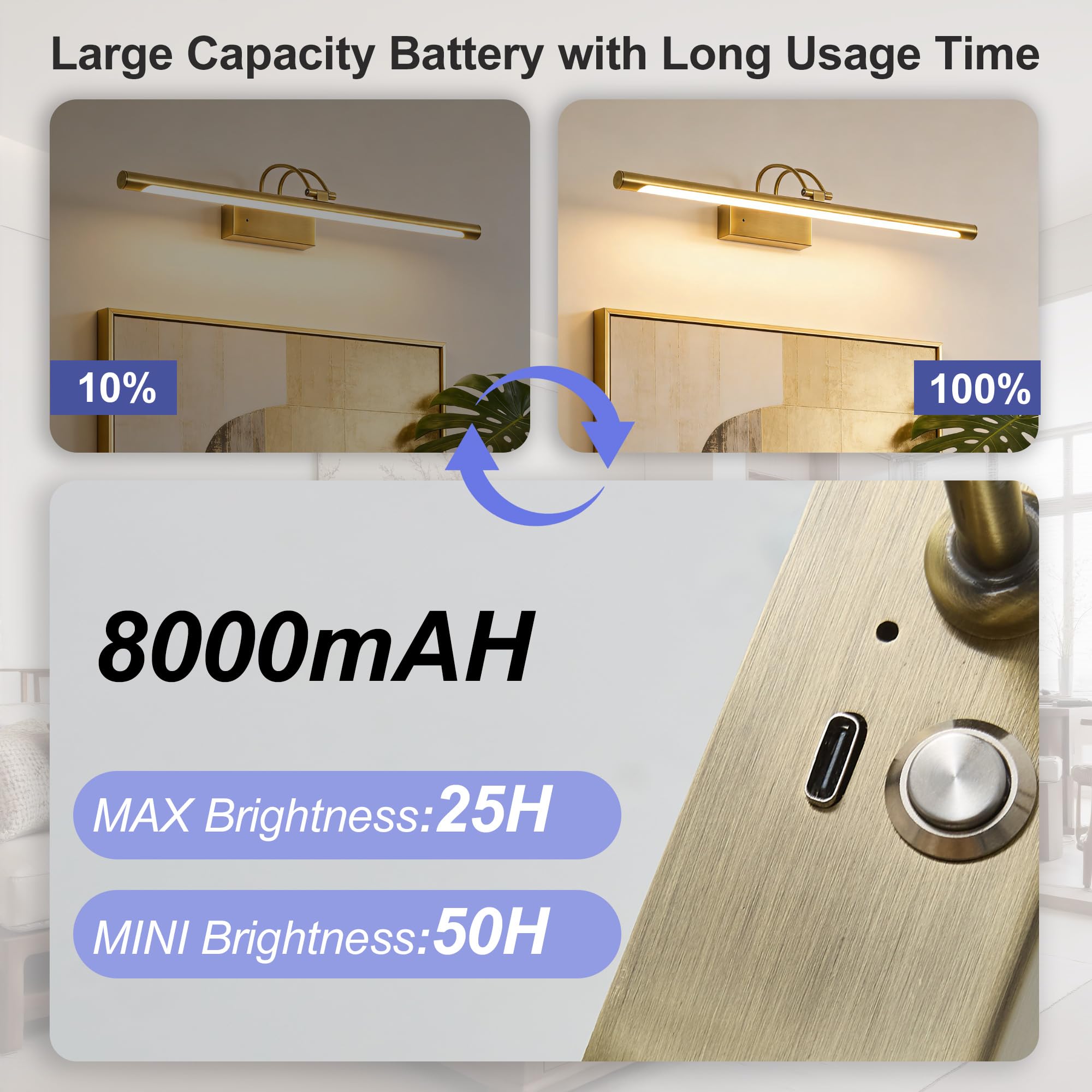 Lampada fotografica senza fili con telecomando, 60 cm, illuminazione a LED con 3 temperature di colore, 5000 mAh, ricaricabile, timer a batteria, dimmerabile, per pittura, opere d'arte e