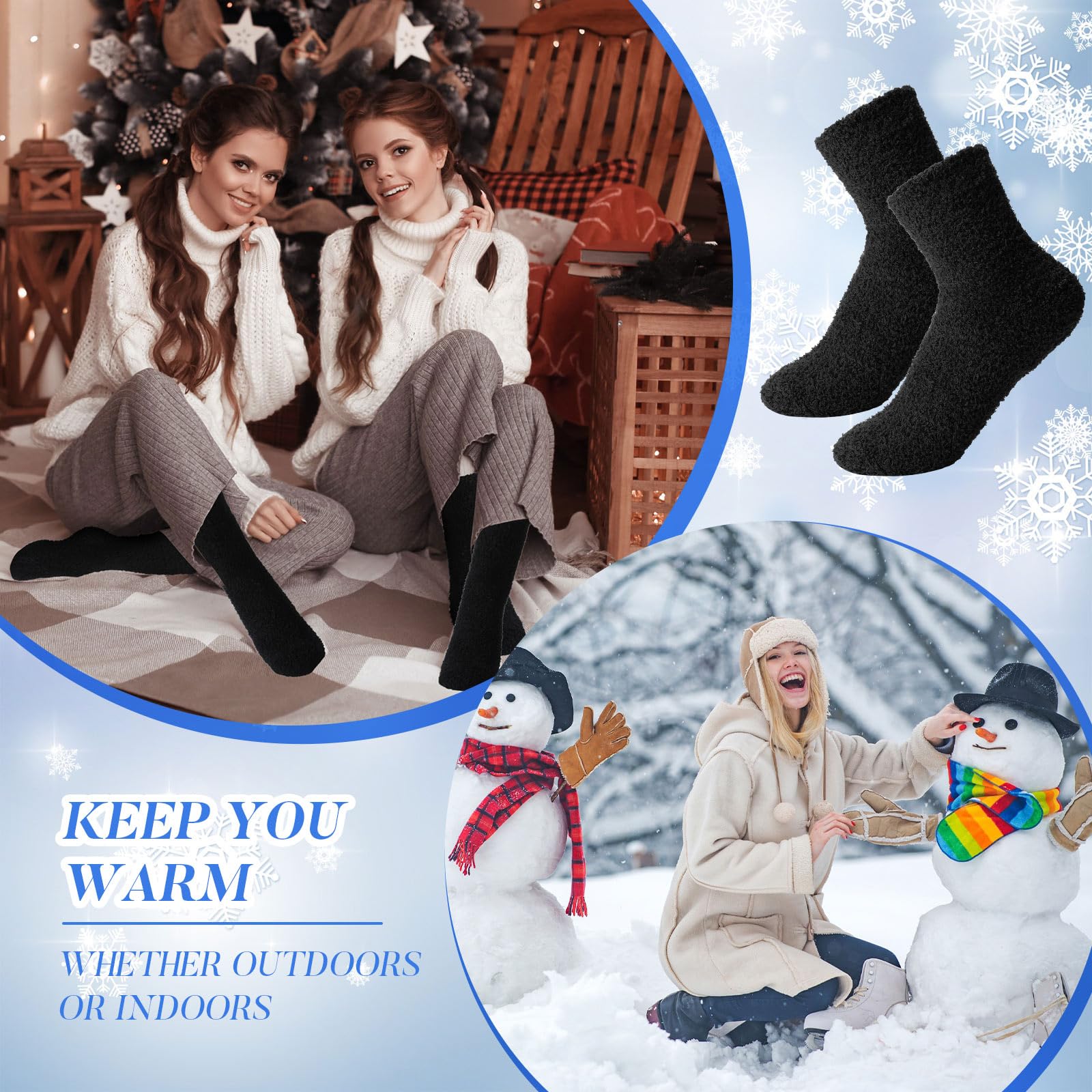 Handepo 24 pares de calcetines mullidos para mujer, para invierno, esponjosos, para dormir, para el hogar, al aire libre, regalo para mujer
