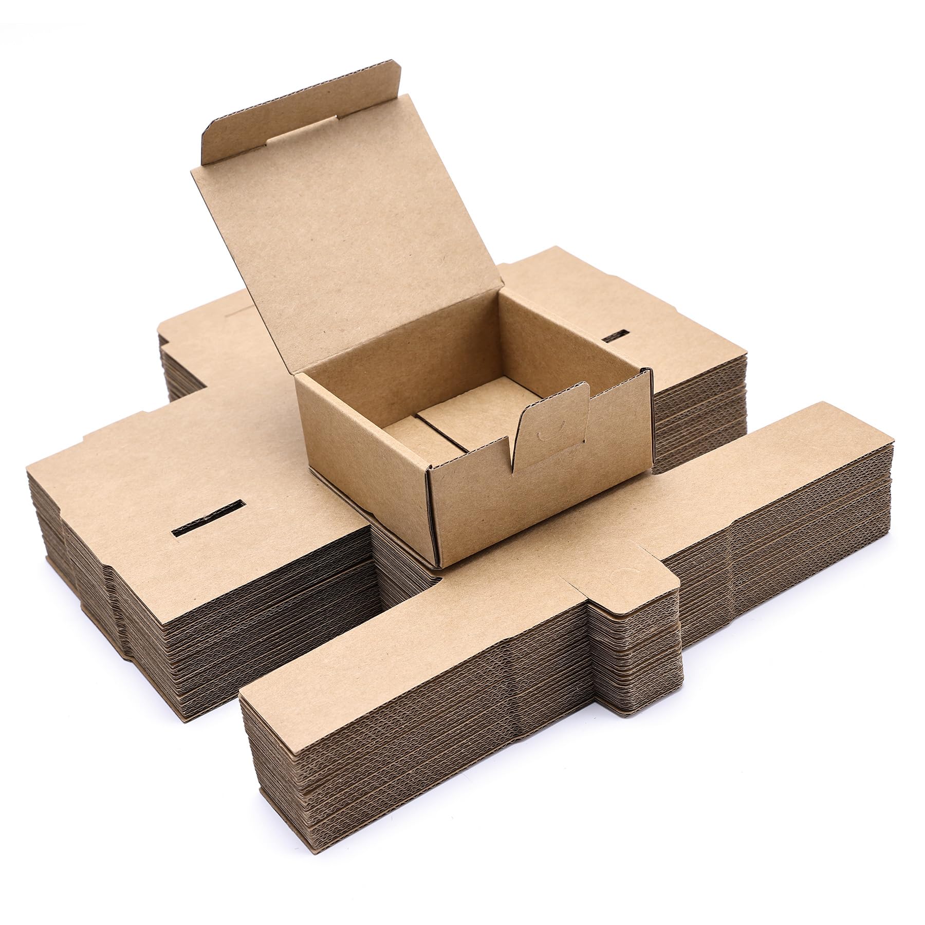 LineKap Small Shipping Boxes 3.5 x 3.3 x 1.6 Inches 25 Pack Brown Corrugated Cardboard Gift Boxes for Mailing, Packaging & Storage