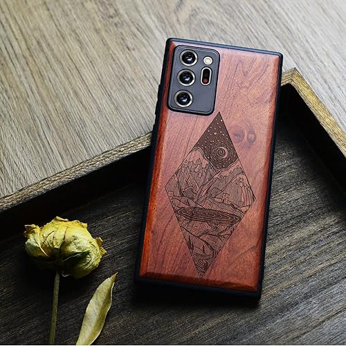 Miniatura 4 de Carveit Funda de madera para Galaxy Note20 Ultra [madera real dura y TPU suave negro] funda protectora de madera única y elegante compatible con
