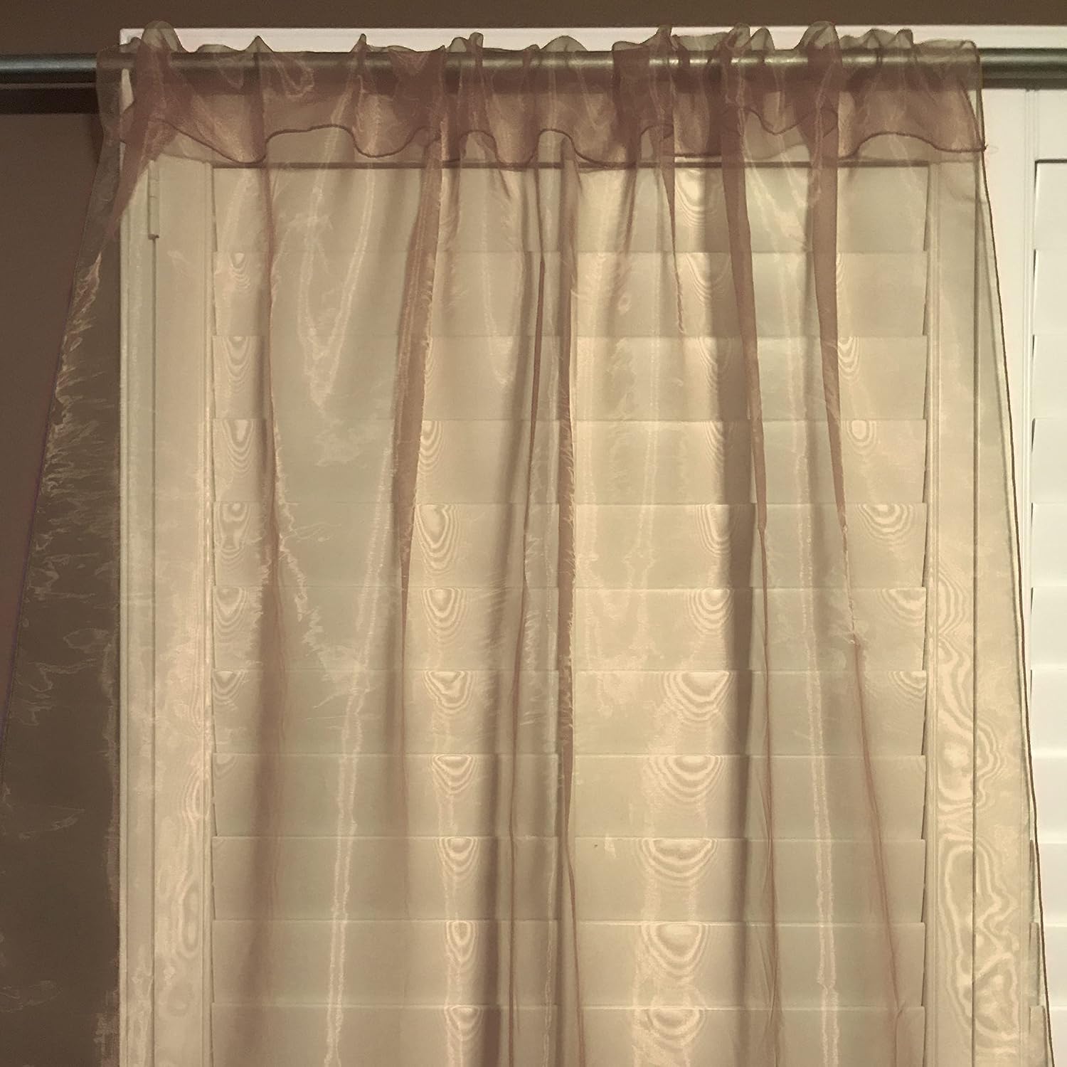 Zen Creative Designs Sheer Organza Solid Curtain Panel Window Treatment Backdrop Photography Kitchen Kids Bedroom Window Decor (58" Wide x 36" Long, Taupe)