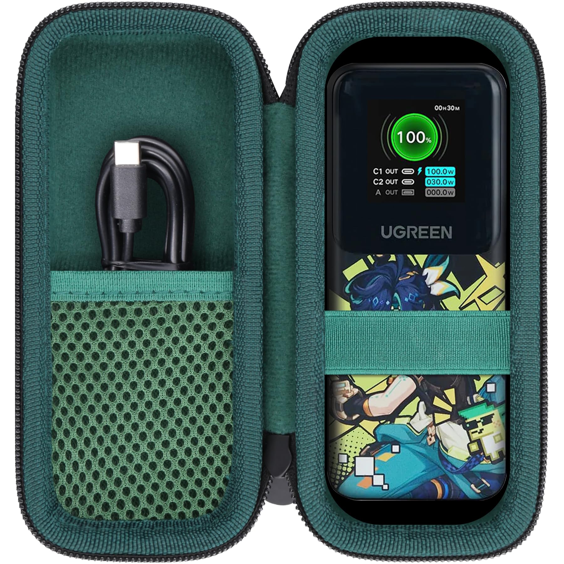 Baval Hard Portable Travel Case Compatible with UGREEN Nexode Power Bank 20000mAh 130W Portable Charger,Green Case