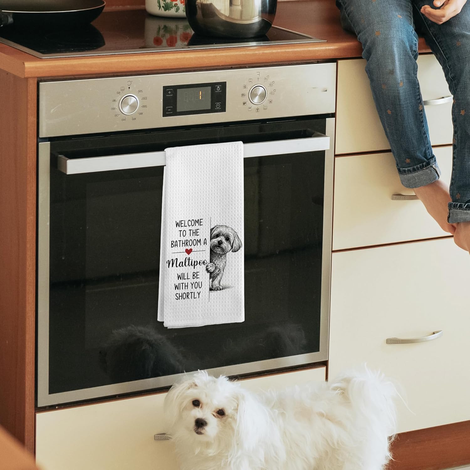 Funny Maltipoo Dog Hand Towels for Bathroom Decor, A Maltipoo Will Be You Shortly Hand Towels, Dogs Themed Decorative Dish Tea Towel for Kitchen Bathroom, Gifts for Dog Lovers Owners, 16x24 in - Image 6