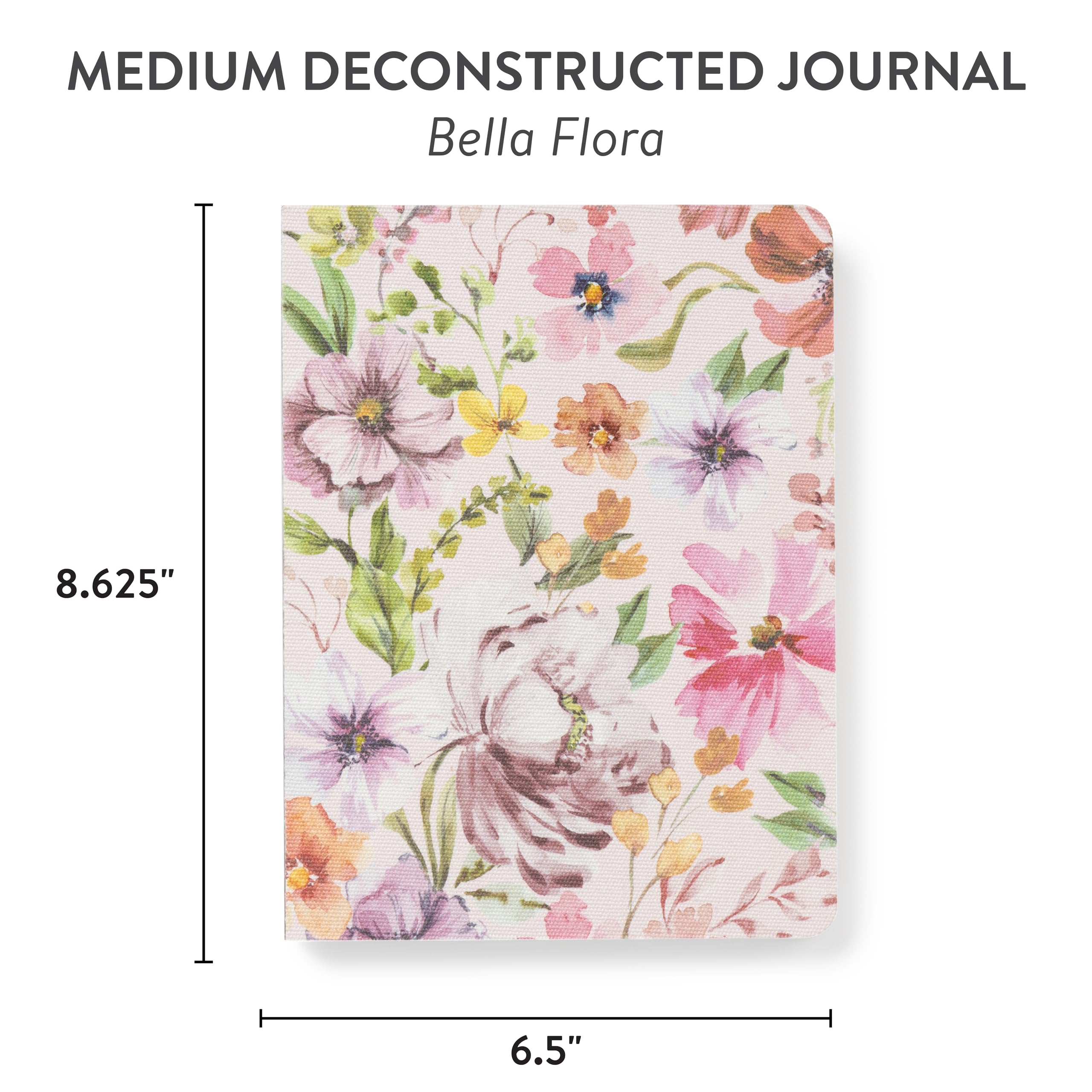 Studio Oh! Bella Flora Notizbuch, mittelgroß, 16,5 x 21,9 cm, 192 linierte Seiten, flachliegendes Hardcover-Tagebuch, koptisches gebundenes Notizbuch für Arbeit, Klassenzimmer und Meetings, 100 g/m²