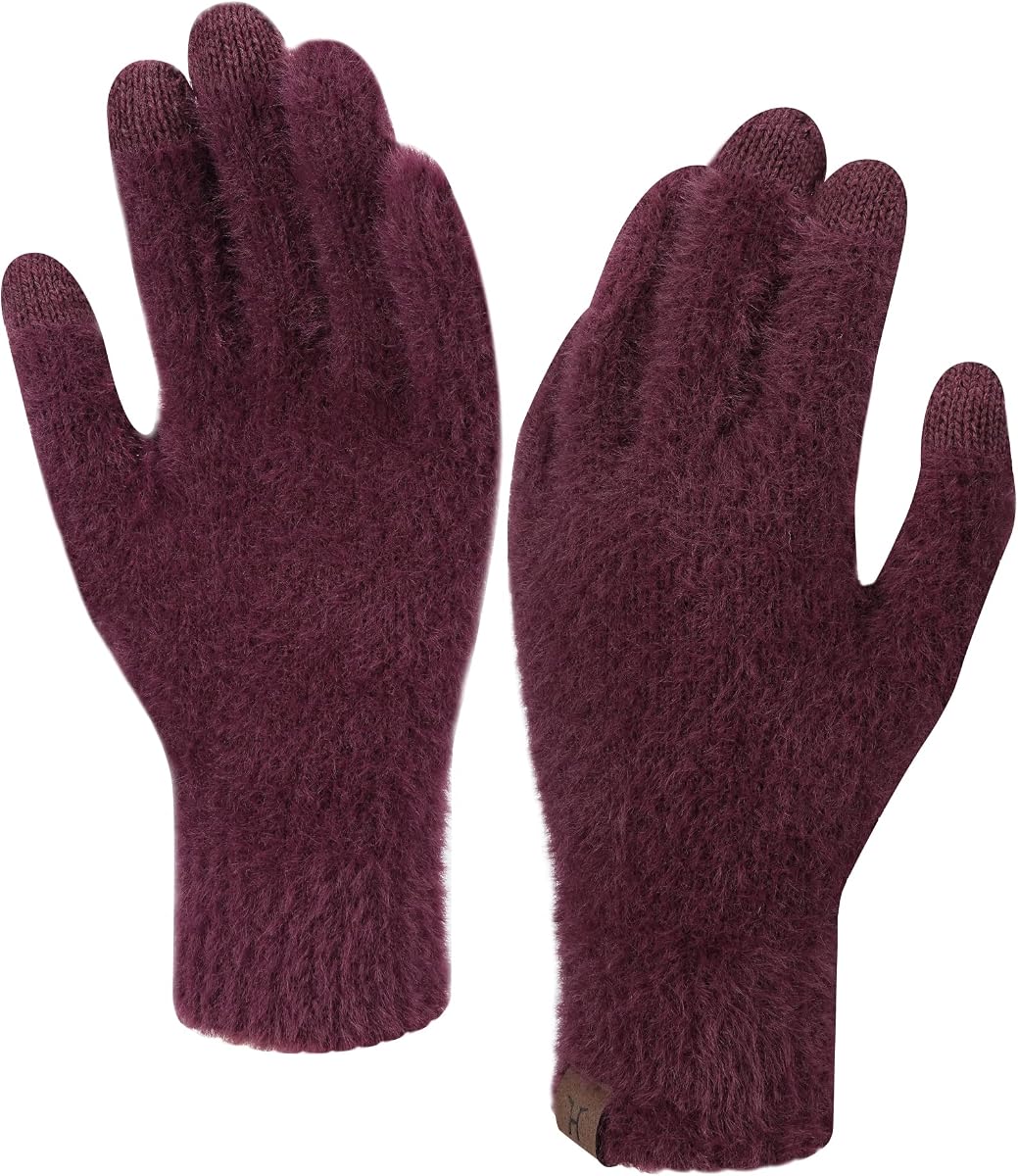 ZASFOU Guantes de invierno para mujer, guantes con pantalla táctil para clima frío, regalos para mujeres | Guantes de invierno para mujer, guantes con pantalla táctil, guantes cálidos de terciopelo de visón de imitación, guantes térmicos de punto para clima frío, regalos para mujer