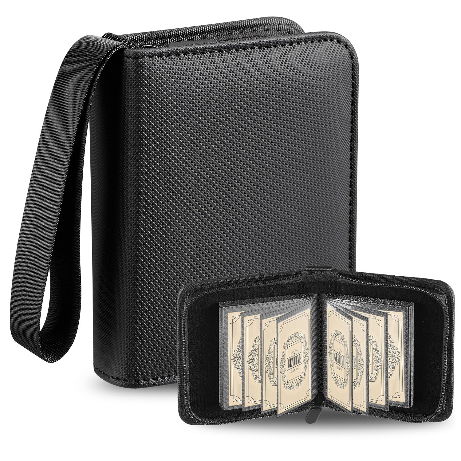 Mini Card Binder, 1 Pocket Card Binder with 30 Pages Holds 60 Cards, JIQEZNL Small Pokemon Card Binder, Side-Loading Single Binder for MTG, Baseball, Trading Cards, Small Sports Card Book - Black