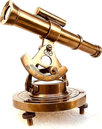 Telescopio decorativo Alidade de latón de 4 pulgadas con brújula base regalos (4 pulgadas)