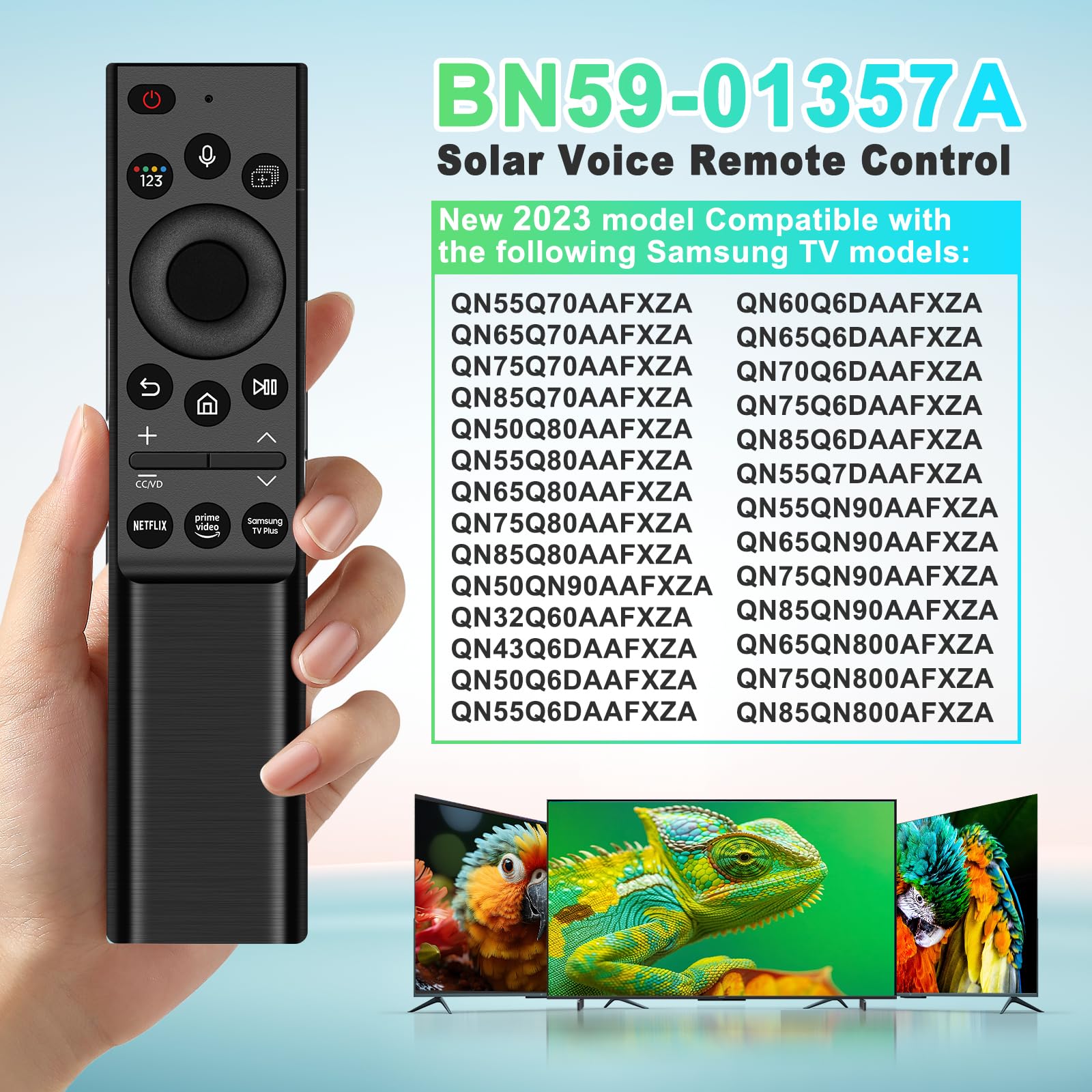 BN59-01357A Telecomando di ricambio per Smart TV Samsung Smart TV con voce e solare ricaricabile, The Frame Neo QLED 4K/8K UHD Smart TV