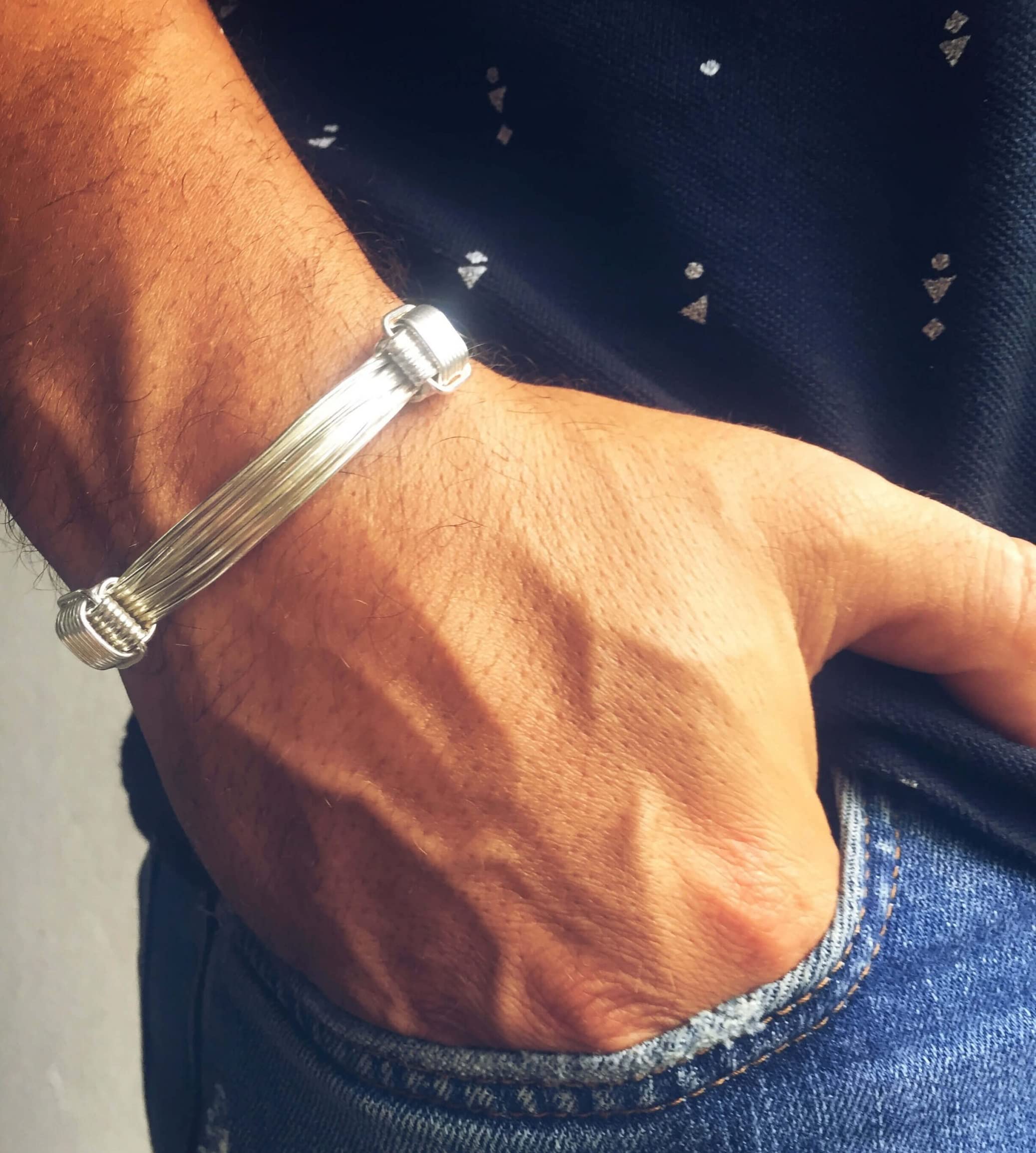 Pulsera Plata de Ley 925 Hombre Nudos Africanos Ajustable. Regalo Día de Padre. Regalos para hombres jovenes, novios, parejas, hijos...