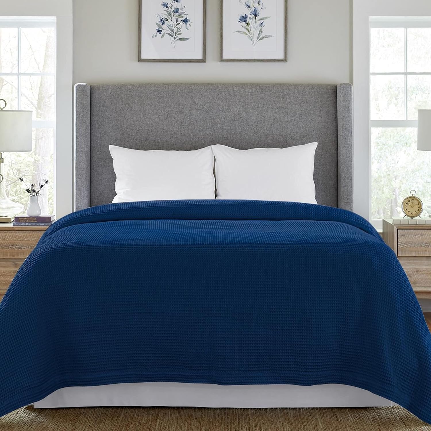 Pointehaven Long Staple Soft 100% Cotton Waffle Blanket - 300 GSM - Hypoallergenic - Breathable - Moisture Absorbent- All Season