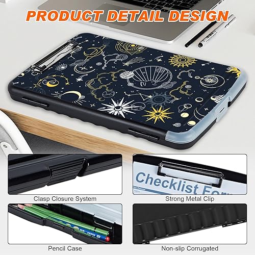 Miniatura 4 de BVCLKJPOI Portapapeles para entrenadores con almacenamiento, soporte para bolígrafos de almacenamiento, tablero Ouija, Portapapeles personalizado