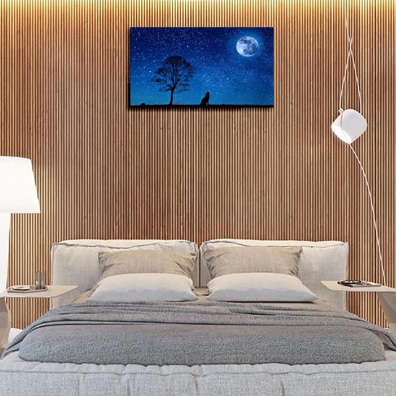 Amazon.co.jp: Purple Verbena Art 遠吠えするオオカミの絵 キャンバス