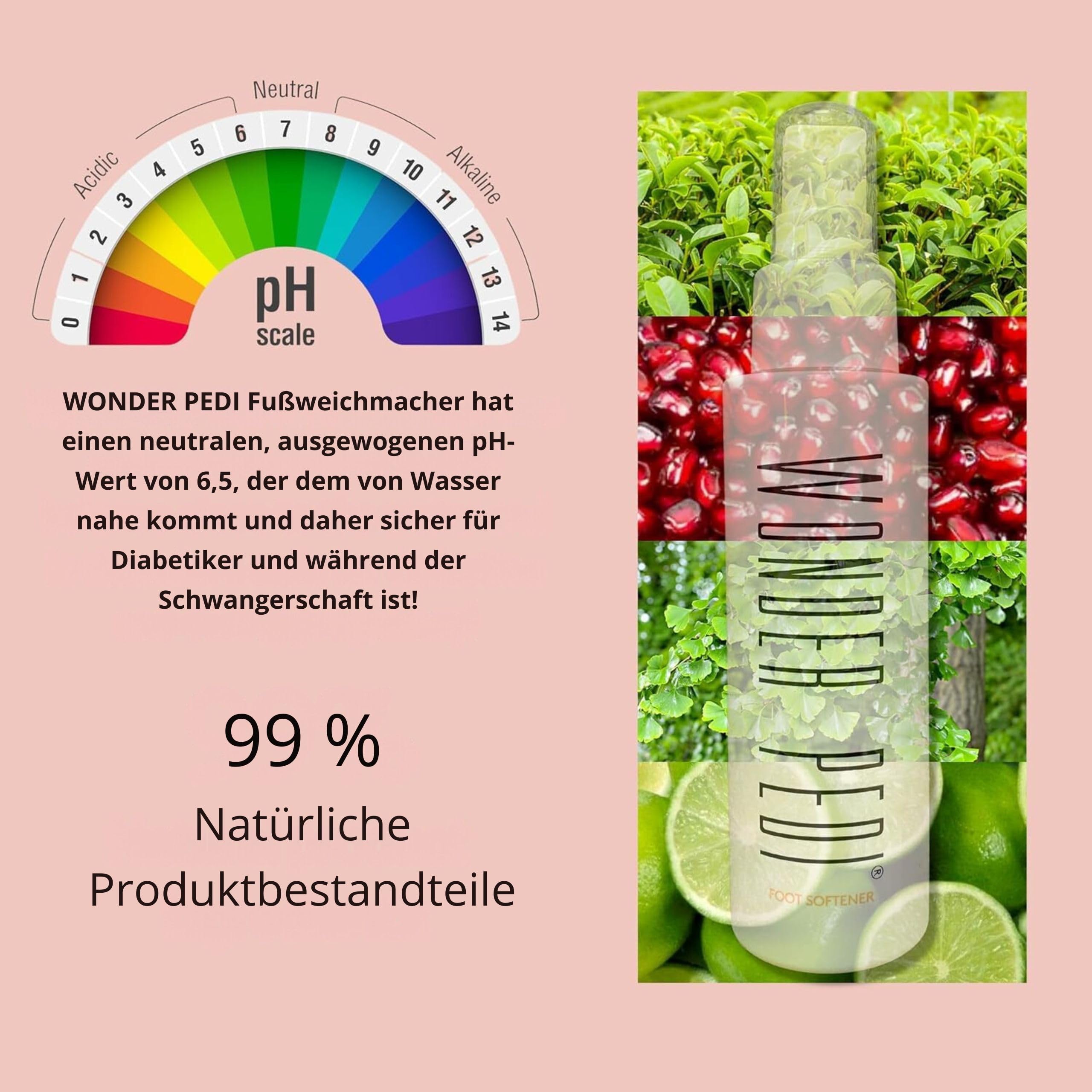 Hornhautentferner, Sofortiges Peeling-Spray für die Füße, Weichmacher für rissige Fersen und abgestorbene Haut, Pediküre-Behandlung kompatibel mit jeder Fußfeile. Wonder Pedi (200 ml)