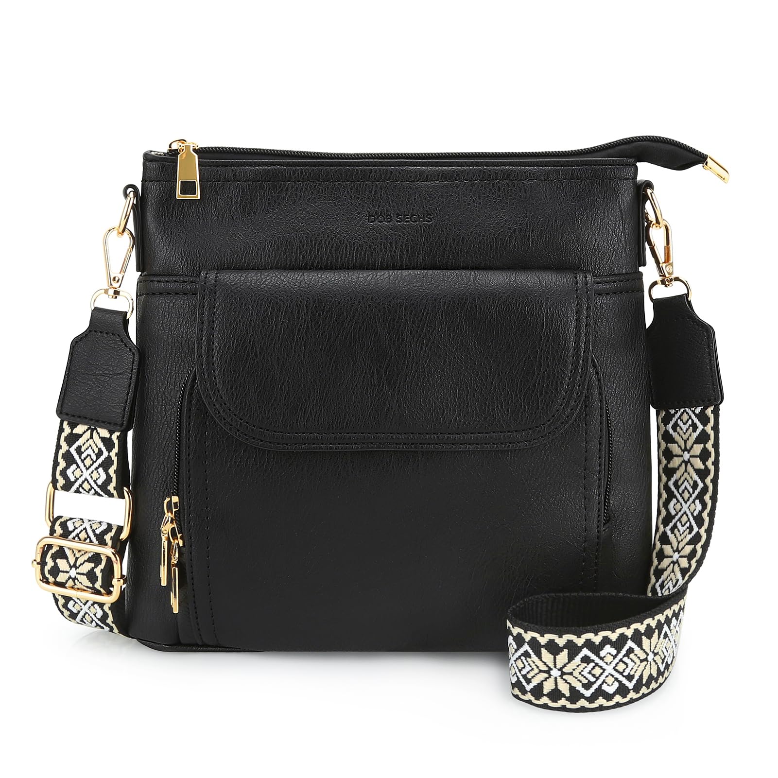 DOB SECHS Umhängetasche aus weichem PU-Leder für Damen, Klein Handtasche mit mehreren Taschen, Crossbody Bag Tasche Schultertasche mit verstellbarer Schultergurt