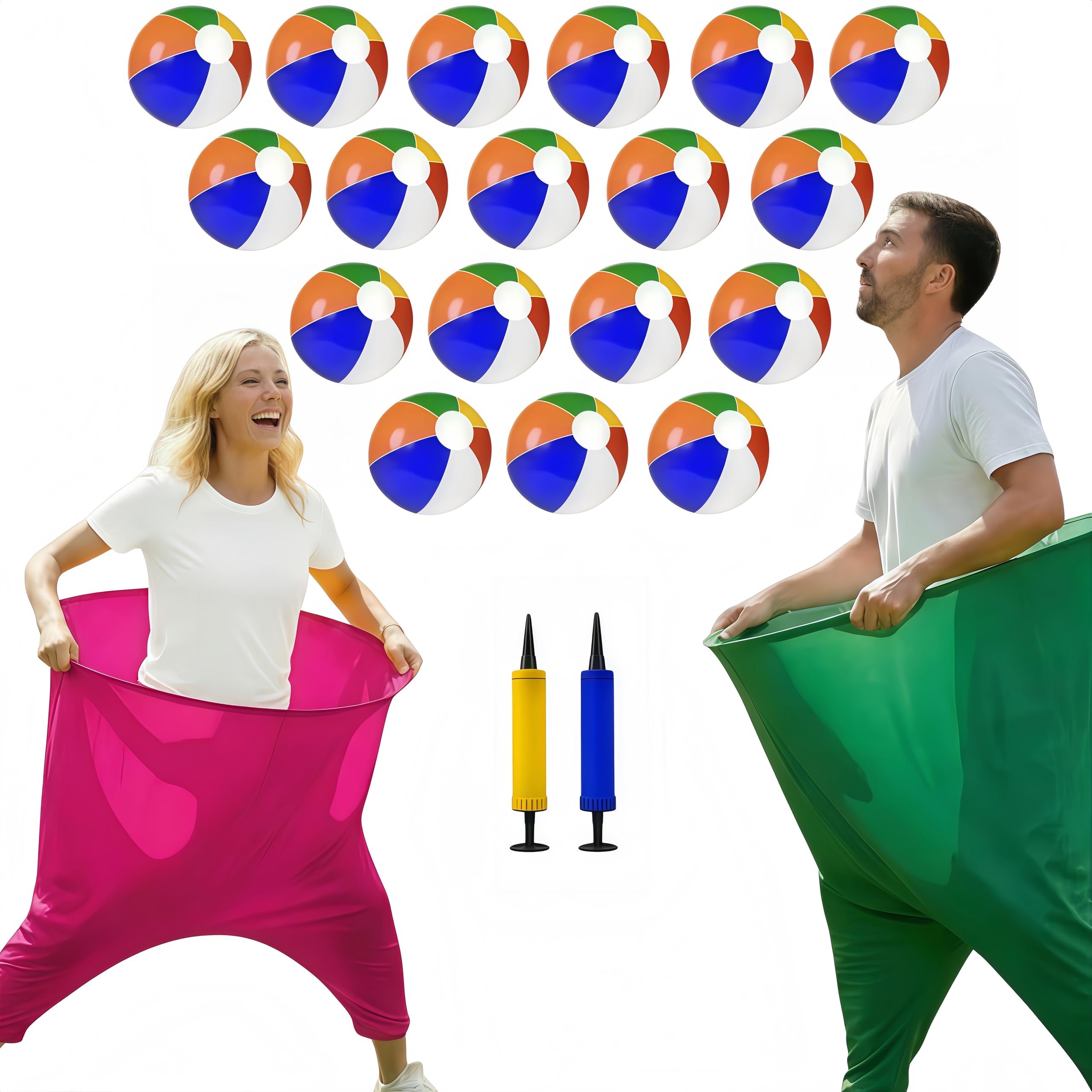 22 PCS Granny Pants Yard Game,Toss Game for Team-Building Events, 18 Bouncy Balls & 2 Pumps Perfect for Hilarious Outdoor or Indoor Parties, Family Gatherings,Backyard Fun