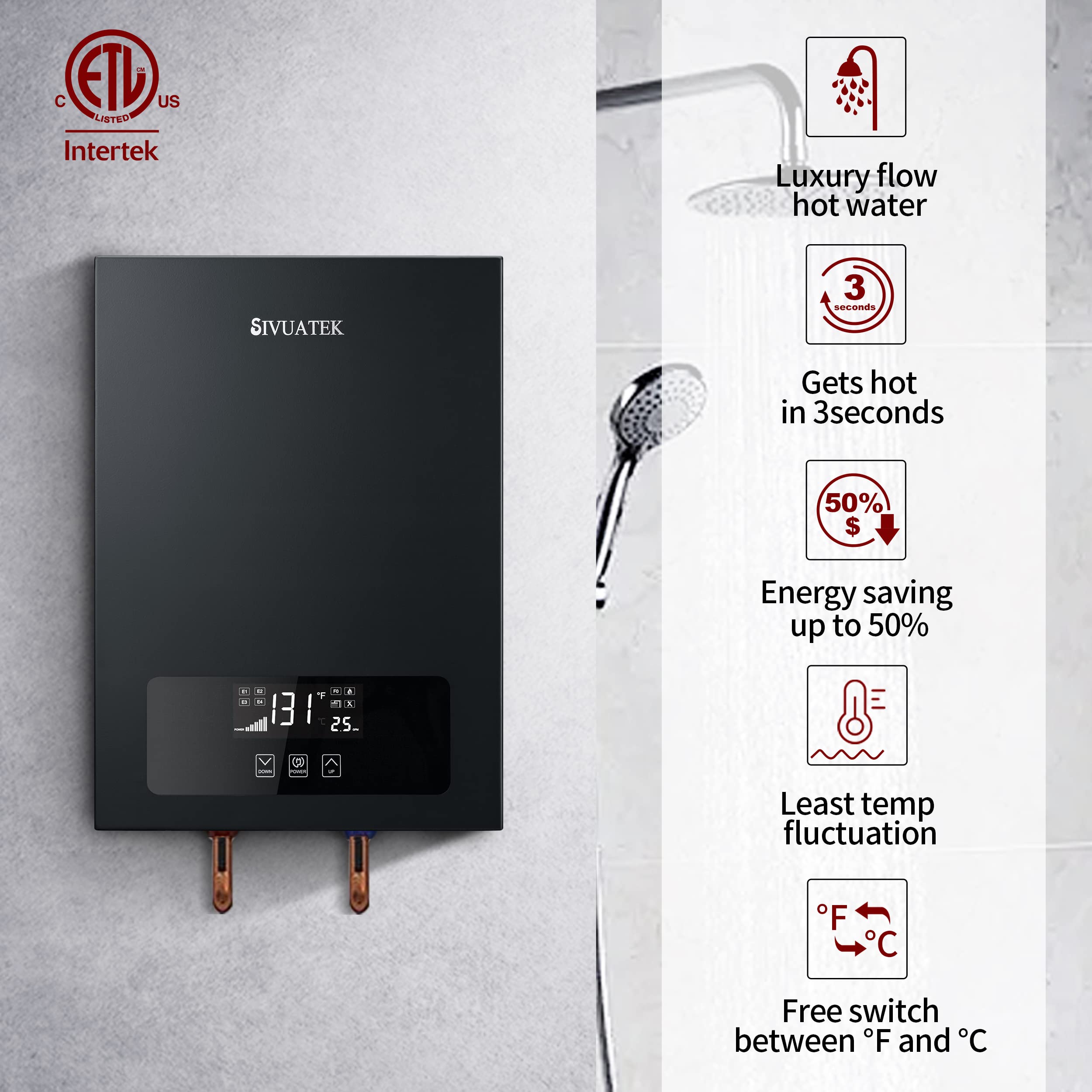 Tankless Water Heater Electric, SIVUATEK Instant Water Heater on Demand  Smart Electric Hot Water Heater Tankless 18kW 240V, Self-Modulation Hot Water  Heater Point of Use V7B-180B - Amazon.com