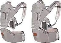 Canguru Ergonômico Bebê 12 Posições Cinza Com Assento 3 Em 1