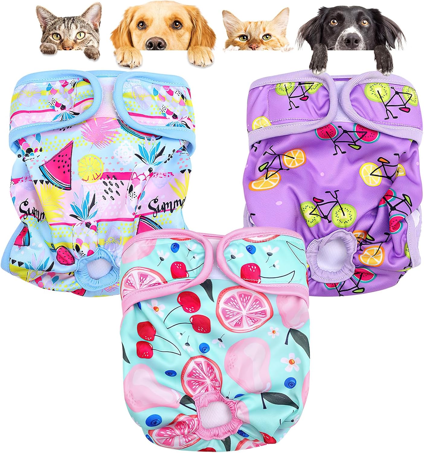 Rawhui 3 Stück Wiederverwendbare Hundewindeln Inkontinenz Windeln für Hunde Waschbar