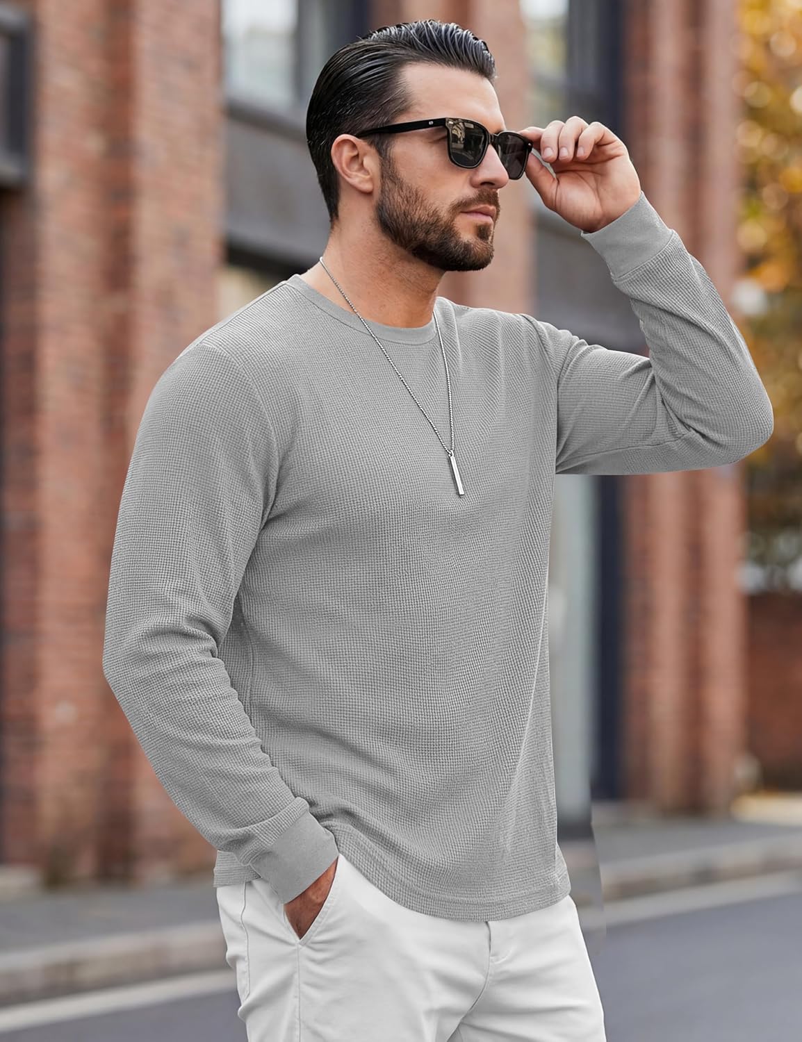 MAGCOMSEN Men's Thermal Shirts Long Sleeve Waffle Underwear Top Cold Weather Base Layer Winter Warm Undershirts