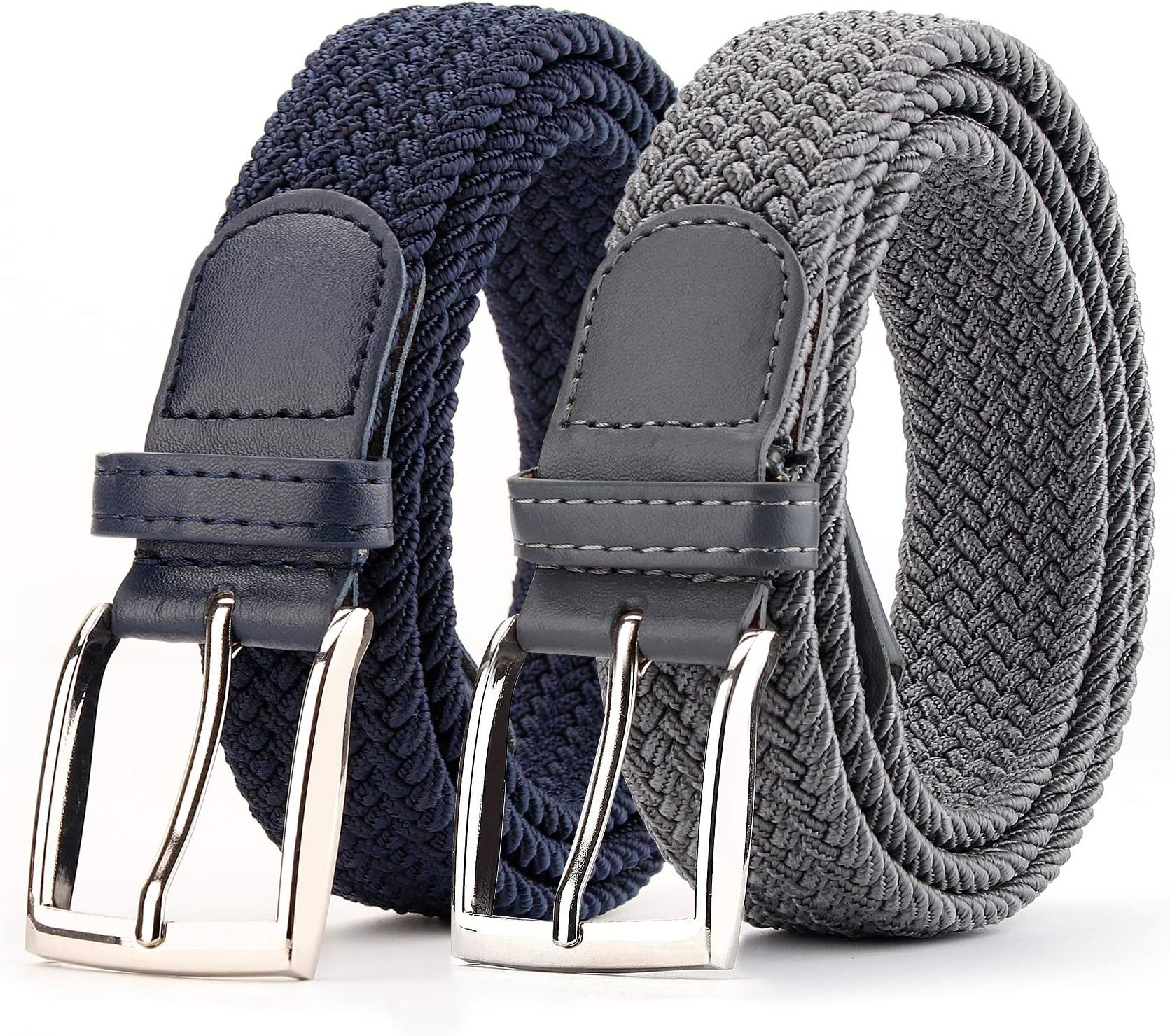 Radmire 2 Pack Elastic Braided Woven Canvas Belts for Men and Women