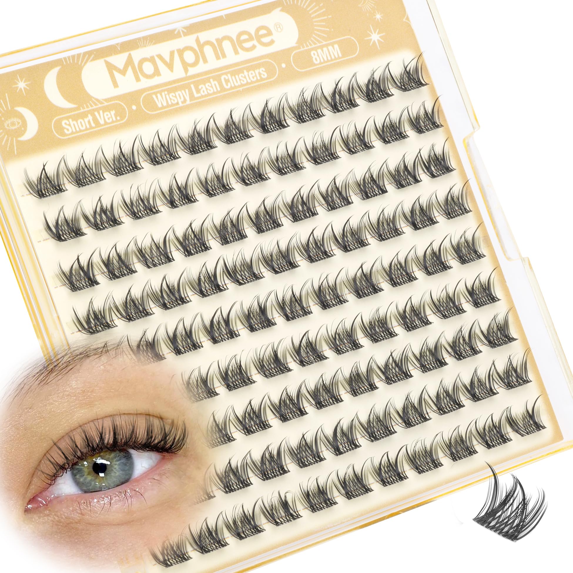 Photo 1 of Wispy Lash Clusters 8MM Only Eyelash Extensions Natural Individual Lashes with CC Curl and Flexible Clear Band for DIY Cluster Eyelash Extensions at Home - No Makeup, Clean Makeup, Soft Glam