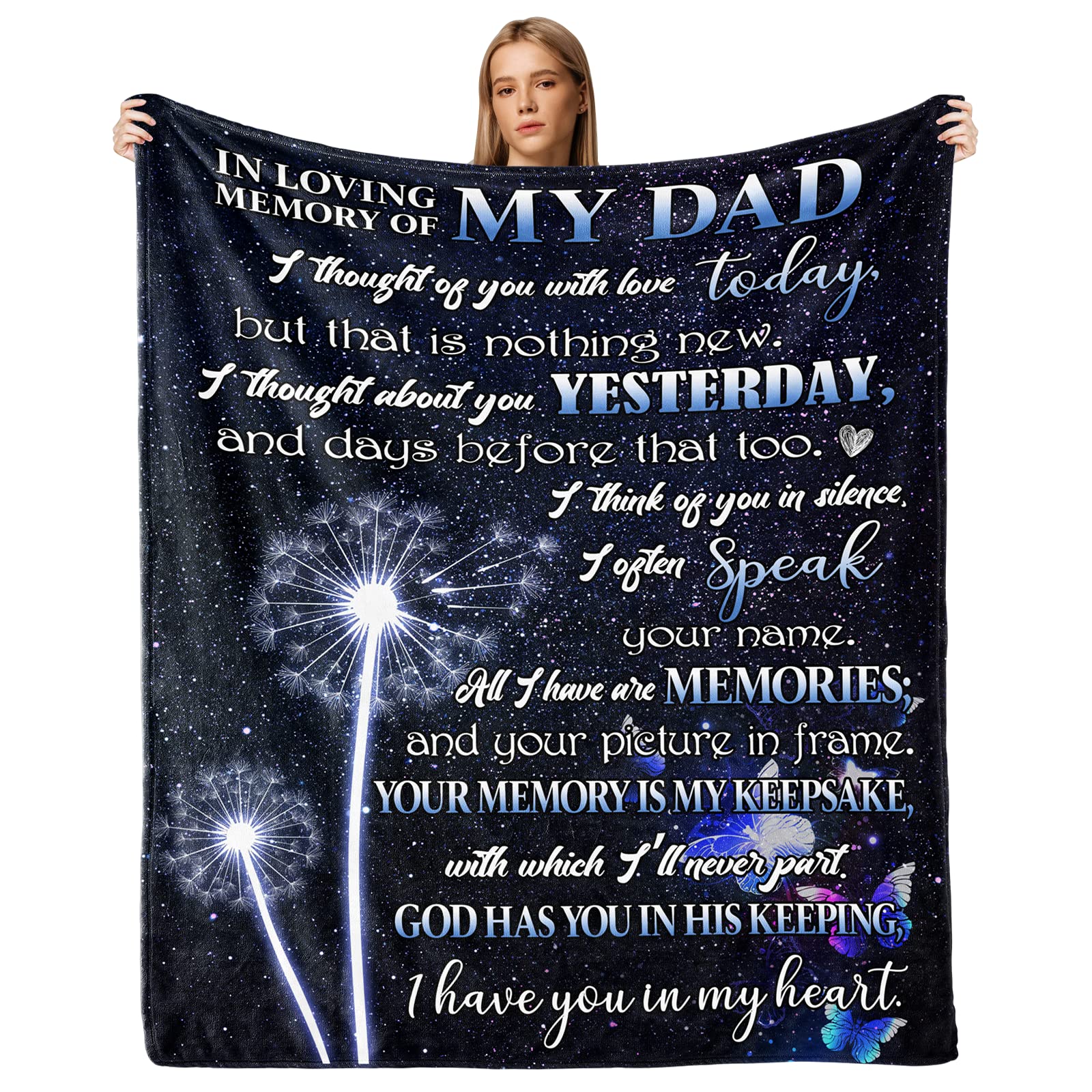 Novifaly Sympathy Gifts for Loss of Dad Father Sympathy Blanket Memorial Blanket Loss of Father Dad Sympathy Gifts in Memory of Loved One Gifts Grief Gifts Bereavement Gifts Throw Blankets 50x60 inch