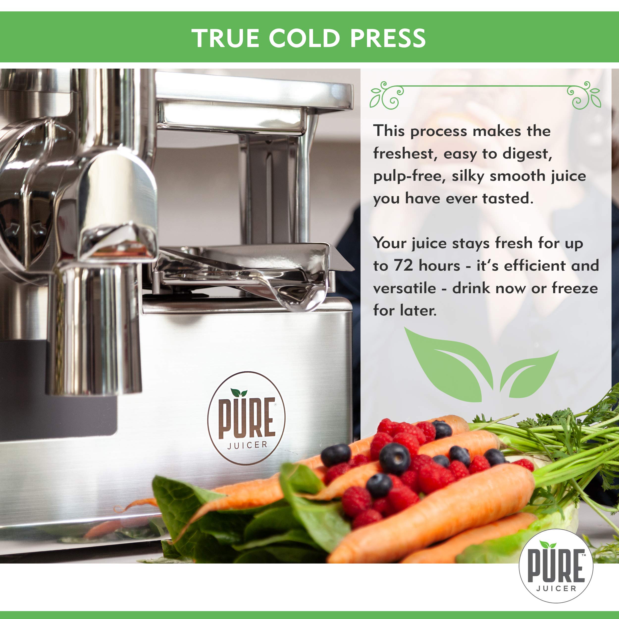 PURE Juicer TwoStage Masticating Juicer Grinder and Hydraulic Press