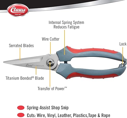 Miniatura 2 de Clauss Cortadores de titanio de 8 pulgadas con cortador de alambre asistencia de resorte cuchillas dentadas gris 18039