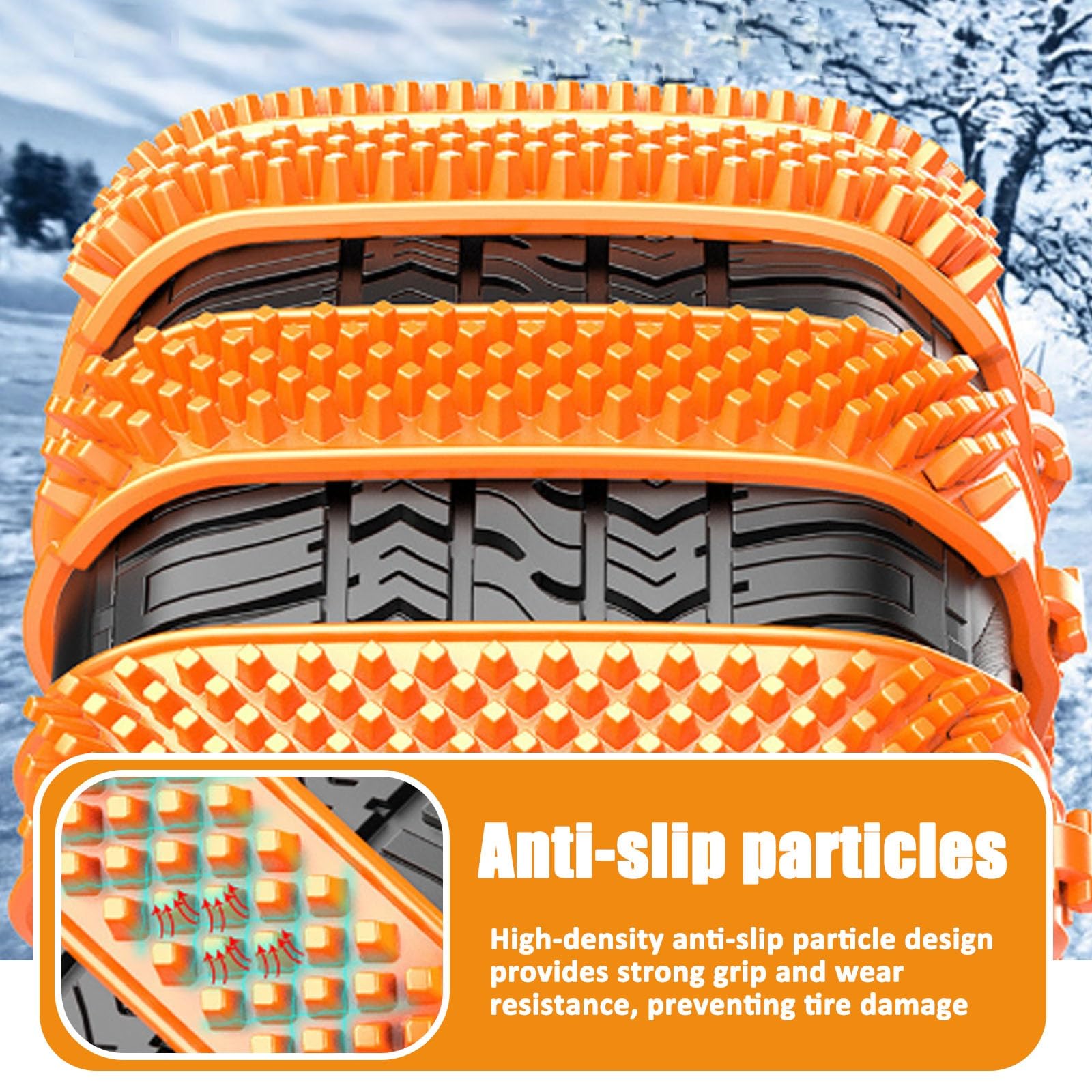 Cadena de Nieve 10 Unidades, Universal Cadena de Nieve para Coche, Cadenas Antideslizantes para Neumáticos de Nieve, Para coches, SUV y camionetas, Ancho 165-275mm(Orange,40PCS)