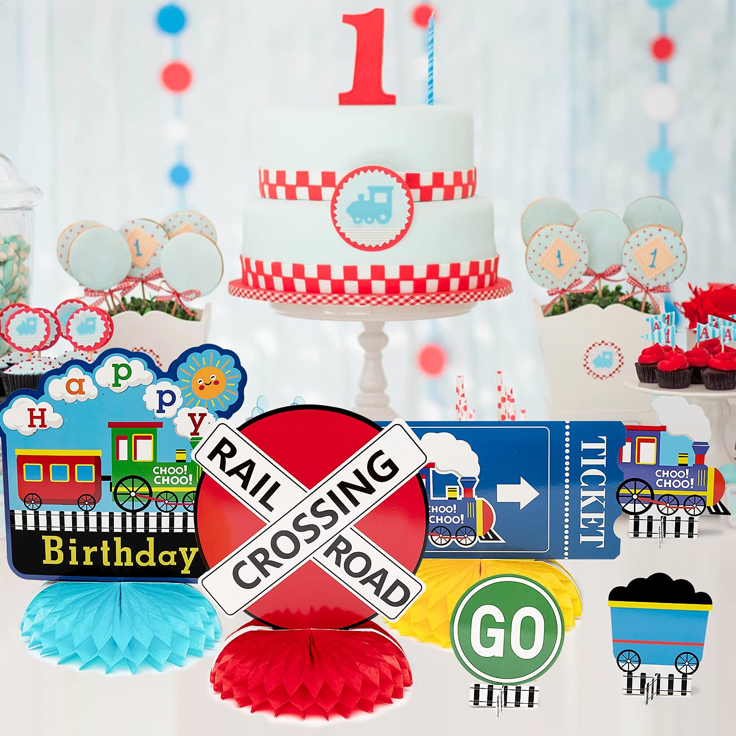 Buy OSNIE 12Pcs Railroad Train Crossing Theme Centerpieces