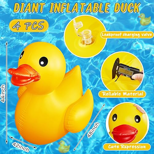 Miniatura 15 de Hungdao Paquete de 2 patos inflables gigantes de 4 pies, enorme pato de goma, pato, inflable, pato, piscina, piscina, decoración de fiesta