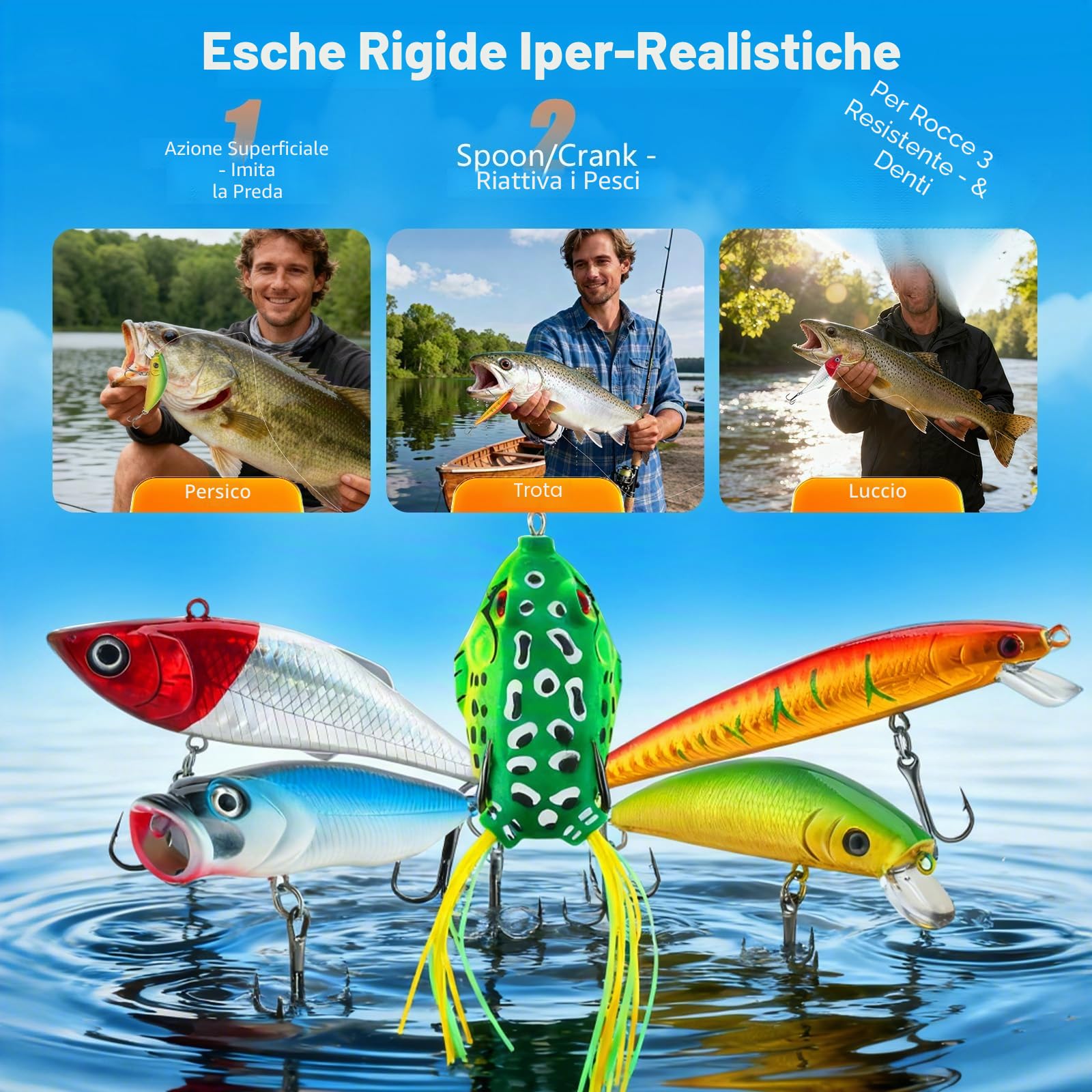 Set Di Esche Da Pesca, 314 Pezzi Accessori E CassettaPesca Con Clip Per Labbra, Ami DaPesca, ValigettaPesca Con Accessori, Attrezzatura DaPesca Adatto Per Adulti Principianti E Uomini