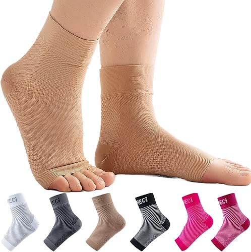 EVOPLECI Manga de compresión de tobillo con punta abierta, calcetines de compresión de tobillo para fascitis plantar, soporte de tobillo para EVOPLECI Manga de compresión de tobillo con punta abierta, calcetines de compresión de tobillo para fascitis plantar, soporte de tobillo para