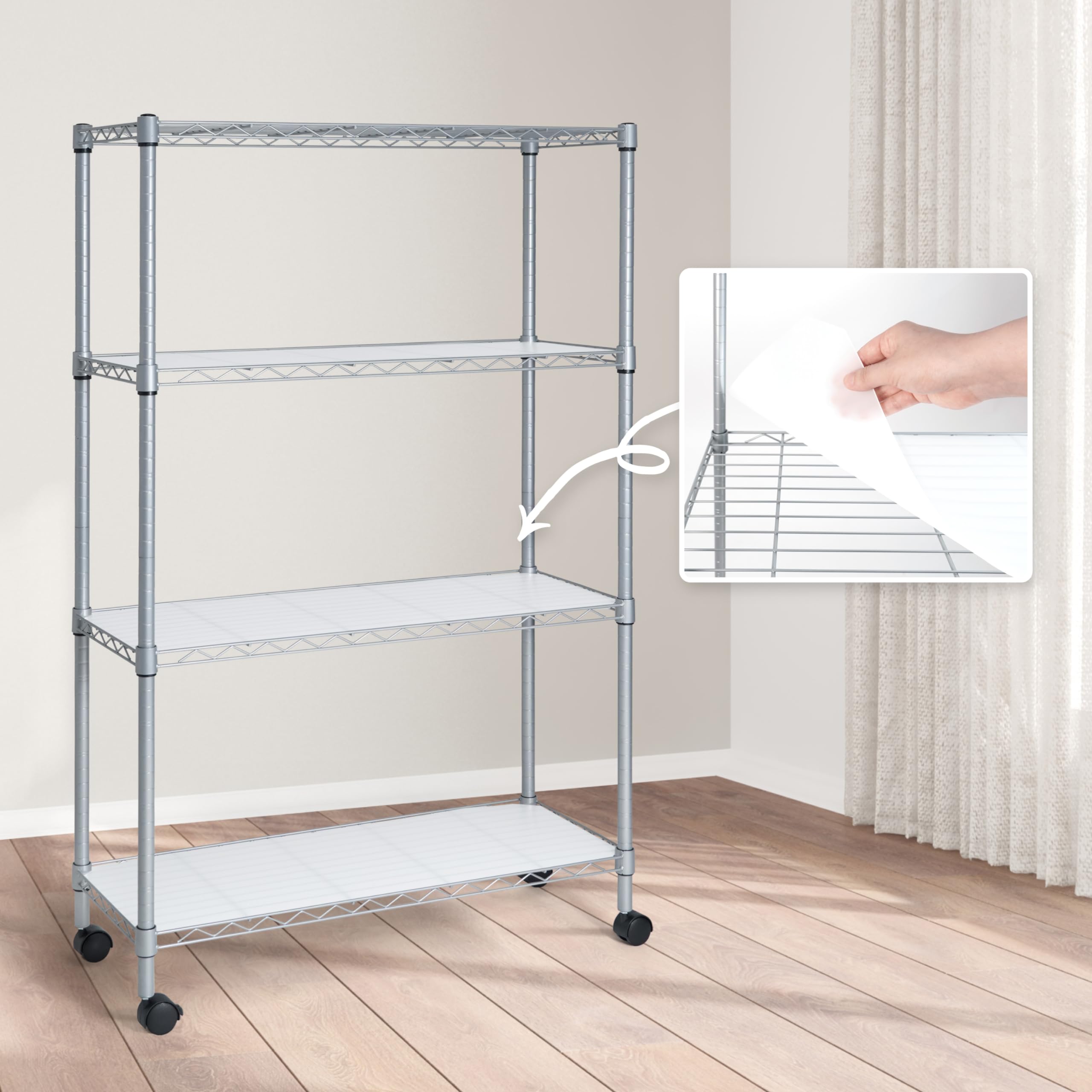 CAPHAUS NSF Adjustable Shelves Metal Wire Shelving Unit w/Liners, Kitchen Storage Shelving, Metal Steel Storage Shelving, Garage Shelving Storage