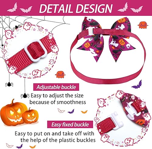 Miniatura 7 de Maitys 40 corbatines de Halloween para perros y gatos, collares básicos de corbatín para cachorros, accesorios para el cuello de gatito, accesorios