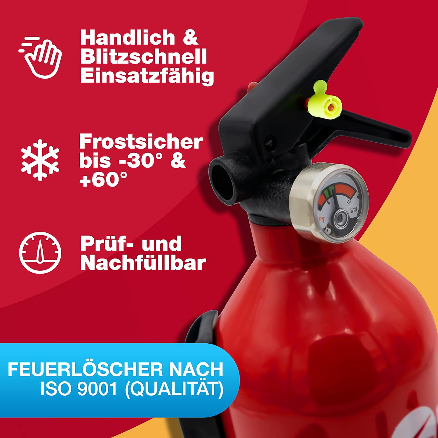 Feuerlöscher & Nothammer mit Gurtschneider Set – Vorschau 2
